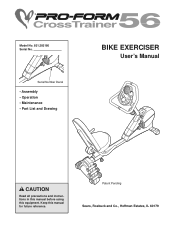 ProForm Crosstrainer 56 Bike English Manual