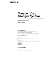 Sony CDX-505RF Operating Instructions  (primary manual)