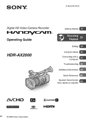 Sony HDR-AX2000 Operating Guide (Large File - 11.29 MB)