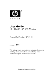 HP L1940T HP L1940T  19' LCD Monitor User Guide (Accessibility Enhanced)