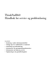 Lenovo ThinkPad R60 (Norwegian) Service and Troubleshooting Guide