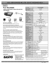 Sanyo PLC-WL2500S Print Specs