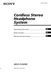 Sony MDR-IF240RK Operating Instructions