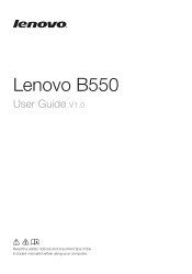 Lenovo B550 Laptop Lenovo B550 User Guide V1.0