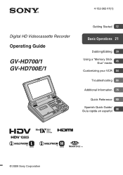 Sony GV-HD700/1 Operating Guide