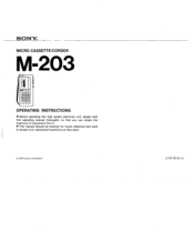 Sony M-203 Users Guide