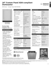 Bosch SGV78C53UC Product Specification Sheet