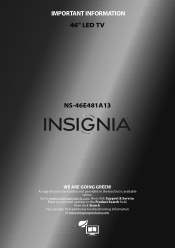 Insignia NS-46E481A13 Important Information (English)