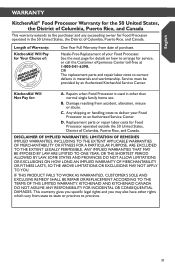 KitchenAid KFP0722ER Warranty Information