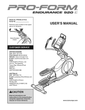 ProForm Endurance 920 E Instruction Manual