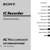 Sony ICDUX80B Operating Instructions