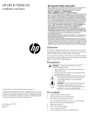 HP Pro UPS 500 240V HP UPS R/T3000 G2 Installation Instructions
