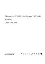 Dell Alienware 25 Gaming AW2521HFL Alienware AW2521HFL Monitor Users Guide