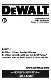 Dewalt DCBL772B Instruction Manual