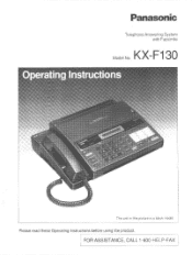 Panasonic KXF130 KXF130 User Guide