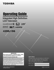 Toshiba 42HL196 Operation Guide