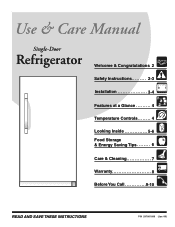 Frigidaire FPRH17D7KF Use and Care Manual