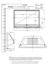 Sony KDF-46E2000 Dimensions Diagrams