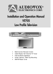 Audiovox VE705 Operation Manual