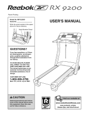 Reebok Rx9200 Treadmill English Manual