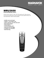 Magnavox MRU2600 Product Spec Sheet