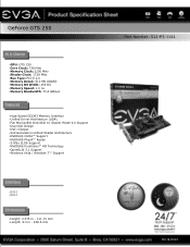 EVGA GeForce GTS 250 PDF Spec Sheet
