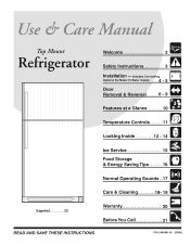 Frigidaire FRT21HS6DQ Use and Care Manual
