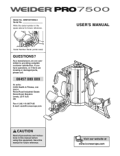 Weider Pro 7500 Uk Manual