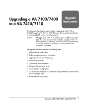 HP StorageWorks 7410 Upgrading a VA 7100/7400to a VA 7410/7110 - Upgrade Instructions