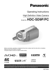Panasonic HDC SD9 Hd Sd Camcorder - Multi Language