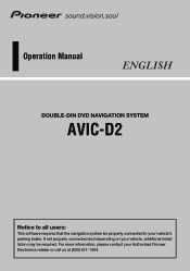 Pioneer AVIC-D2 Owner's Manual