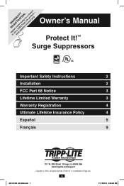 Tripp Lite TLP808 Owner's Manual for Protect It! Surge 932666
