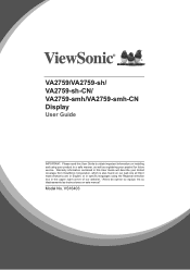 ViewSonic VA2759-smh - 27 1080p IPS Monitor with FreeSync HDMI and VGA Inputs User Guide