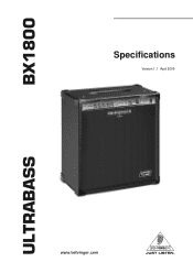 Behringer ULTRABASS BX1800 Specifications Sheet