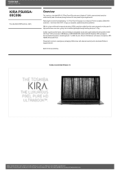 Toshiba Kirabook touch PSU8SA-00C006 Detailed Specs for KIRA Kirabook touch PSU8SA-00C006 AU/NZ; English