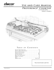 Dacor PGM365 User Manual - Preference Cooktop