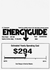 GE GG40T06TXK Energy Guide