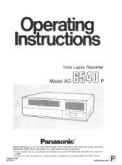 Panasonic AG6540 AG6540 User Guide