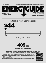 Whirlpool EV160FXBQ Energy Guide