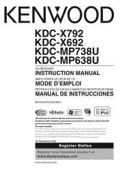Kenwood KDC X792 Instruction Manual