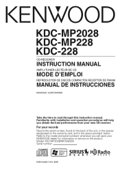 Kenwood KDC-MP228 Instruction Manual