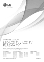 LG 50PZ550 Owner's Manual