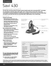Plantronics Savi 430 Product Sheet