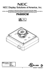 NEC NP-PA853W PA600CM Installation Guide