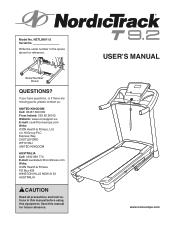 NordicTrack T 9.2 Treadmill English Manual