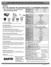 Sanyo PLC-WL2503SE2 Print Specs