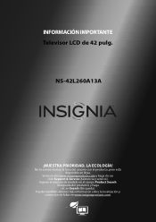 Insignia NS-42L260A13A Important Information (Spanish)