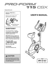 ProForm 115 Csx Bike English Manual