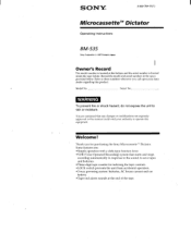 Sony BM-535 Operating Instructions  (primary manual)