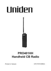 Uniden PRO401HH English Owner's Manual